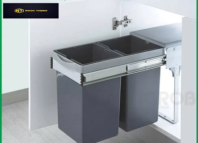 Thùng rác đôi âm tủ 300mm Grob GR-30 NEW